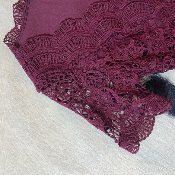 Lulus "Angel in Disguise" burgundy lace skater dress - Picture 6 of 10
